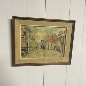 Vintage 1945 Framed Original Water Colour Painting by Jan Stuiver